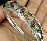 Браслет с разноцветными турмалинами Серебро 925