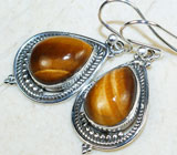 Серьги с тигровым глазом Серебро 925