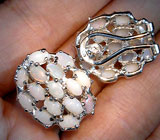 Серьги с белыми solid опалами Серебро 925