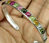 Изящный браслет с разноцветными турмалинами Серебро 925