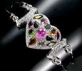 Замечательный браслет с разноцветными турмалинами Серебро 925