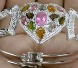 Замечательный браслет с разноцветными турмалинами Серебро 925