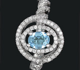 Кольцо с голубым топазом и кубиком циркония! Технология MICRO PAVE Серебро 925