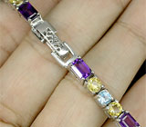 Изящный браслет с аметистами, цитринами и топазами Серебро 925