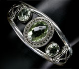 Браслет с зелеными аметистами Серебро 925