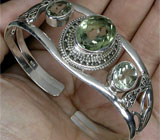 Браслет с зелеными аметистами Серебро 925