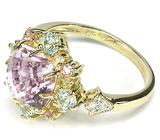 Кольцо с розовым аметистом, топазами и бриллиантами Золото