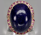 Кольцо с лазуритом и розовыми сапфирами Серебро 925