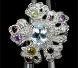 Прелестное кольцо с самоцветами Серебро 925