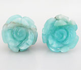 Пусеты с розами из амазонита Золото