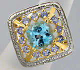 Кольцо от FPJ с топазом и танзанитами Серебро 925