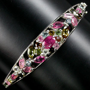 Элегантный браслет с разноцветными турмалинами