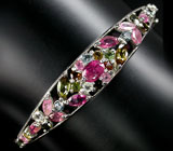 Элегантный браслет с разноцветными турмалинами Серебро 925