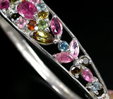 Элегантный браслет с разноцветными турмалинами Серебро 925