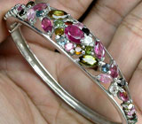 Элегантный браслет с разноцветными турмалинами Серебро 925