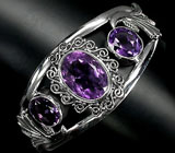 Браслет с яркими аметистами Серебро 925