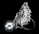 Необычное кольцо с титановой жемчужиной Серебро 925