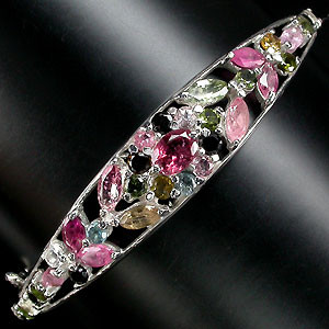 Элегантный браслет с разноцветными турмалинами