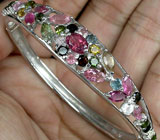 Элегантный браслет с разноцветными турмалинами Серебро 925