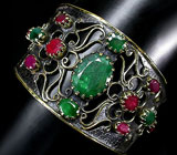 Браслет с изумрудами, рубинами и сапфирами Серебро 925