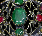 Браслет с изумрудами, рубинами и сапфирами Серебро 925