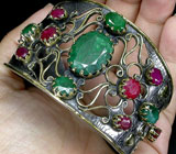 Браслет с изумрудами, рубинами и сапфирами Серебро 925