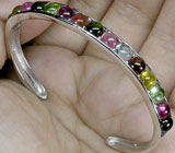 Браслет с разноцветными турмалинами Серебро 925