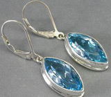 Изящные серьги с нежно-голубыми топазами Серебро 925