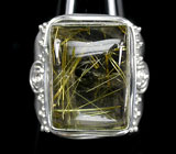 Перстень с золотистым рутиловым кварцем Серебро 925