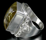 Перстень с золотистым рутиловым кварцем Серебро 925