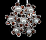 Прелестное кольцо с жемчугом и гранатами Серебро 925