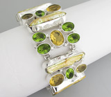 Браслет с пузырчатым жемчугом и цитринами Серебро 925