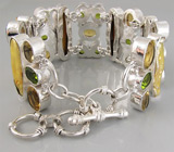 Браслет с пузырчатым жемчугом и цитринами Серебро 925