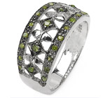 Кольцо с зелеными бриллиантами Серебро 925