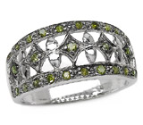 Кольцо с зелеными бриллиантами Серебро 925