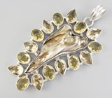 Крупный кулон с пузырчатым жемчугом и цитринами Серебро 925