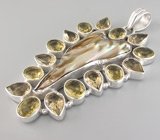 Крупный кулон с пузырчатым жемчугом и цитринами Серебро 925