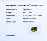 Крупный зеленый сфен 8,97 карат 