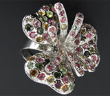 Кольцо с разноцветными турмалинами Серебро 925