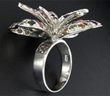 Кольцо с разноцветными турмалинами Серебро 925