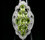 Великолепное кольцо с перидотами Серебро 925