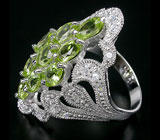 Великолепное кольцо с перидотами Серебро 925