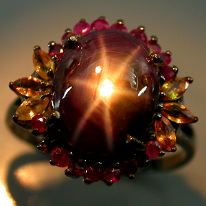 Кольцо со звездчатым сапфиром