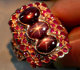 Кольцо со звездчатыми сапфирами Серебро 925