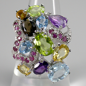 Кольцо из коллекции "Multistone" с самоцветами