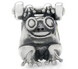 Миниатюра «Лягушка с гантелей» Серебро 925