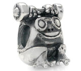 Миниатюра «Лягушка с гантелей» Серебро 925