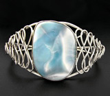 Ажурный браслет с крупным доминиканским ларимаром Серебро 925