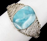 Ажурный браслет с крупным доминиканским ларимаром Серебро 925