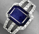 Кольцо с крупным синим сапфиром Серебро 925